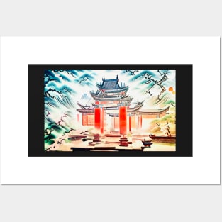 Temple complex in Asia Posters and Art